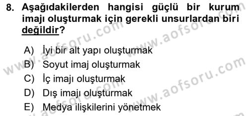 Kurumsal İletişim Dersi 2021 - 2022 Yılı (Final) Dönem Sonu Sınav Soruları 8. Soru