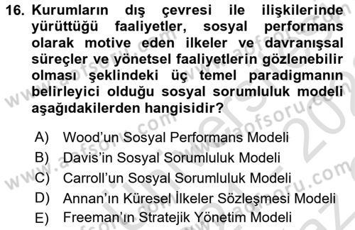 Kurumsal İletişim Dersi 2021 - 2022 Yılı Yaz Okulu Sınav Soruları 16. Soru