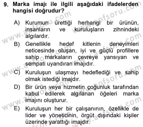 Kurumsal İletişim Dersi 2021 - 2022 Yılı Yaz Okulu Sınav Soruları 9. Soru