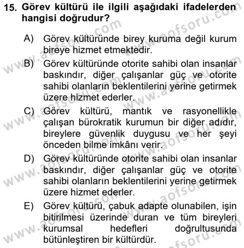 Kurumsal İletişim Dersi 2022 - 2023 Yılı (Vize) Ara Sınav Soruları 15. Soru