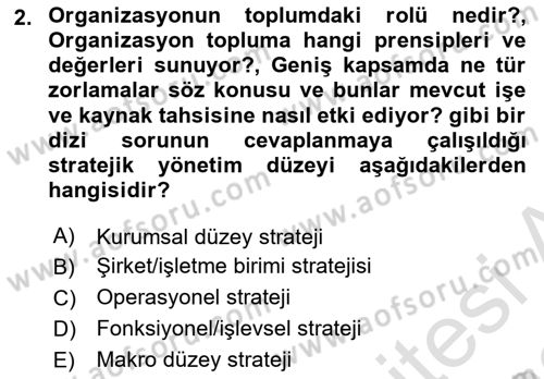Kurumsal İletişim Dersi Ara Sınavı Deneme Sınav Soruları 2. Soru