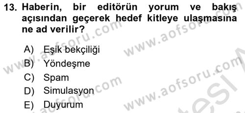 Kurumsal İletişim Dersi 2022 - 2023 Yılı (Final) Dönem Sonu Sınav Soruları 13. Soru