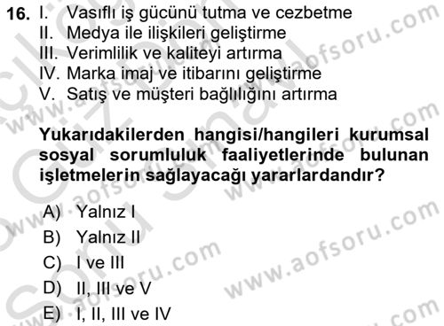 Kurumsal İletişim Dersi 2022 - 2023 Yılı (Final) Dönem Sonu Sınav Soruları 16. Soru