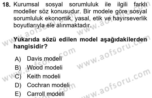 Kurumsal İletişim Dersi 2022 - 2023 Yılı (Final) Dönem Sonu Sınav Soruları 18. Soru