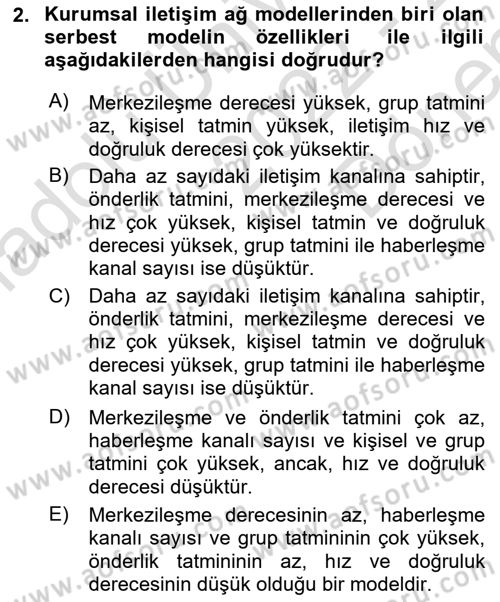 Kurumsal İletişim Dersi 2022 - 2023 Yılı (Final) Dönem Sonu Sınav Soruları 2. Soru