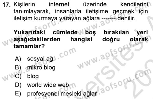 Kurumsal İletişim Dersi 2022 - 2023 Yılı Yaz Okulu Sınav Soruları 17. Soru