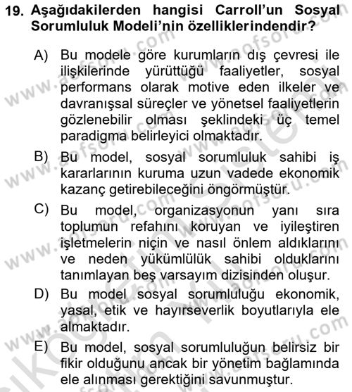 Kurumsal İletişim Dersi 2022 - 2023 Yılı Yaz Okulu Sınav Soruları 19. Soru