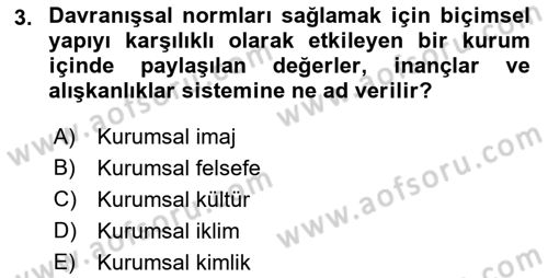 Kurumsal İletişim Dersi Ara Sınavı Deneme Sınav Soruları 3. Soru
