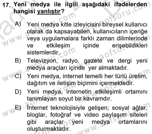 Kurumsal İletişim Dersi 2023 - 2024 Yılı (Final) Dönem Sonu Sınav Soruları 17. Soru