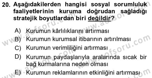 Kurumsal İletişim Dersi 2023 - 2024 Yılı (Final) Dönem Sonu Sınav Soruları 20. Soru