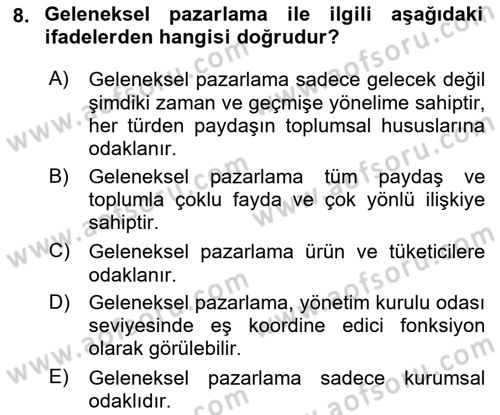 Kurumsal İletişim Dersi 2023 - 2024 Yılı (Final) Dönem Sonu Sınav Soruları 8. Soru