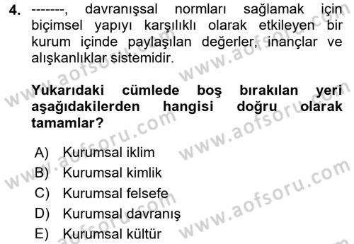 Kurumsal İletişim Dersi 2023 - 2024 Yılı Yaz Okulu Sınav Soruları 4. Soru