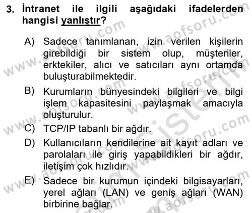 Kurumsal İletişim Dersi Ara Sınavı Deneme Sınav Soruları 3. Soru