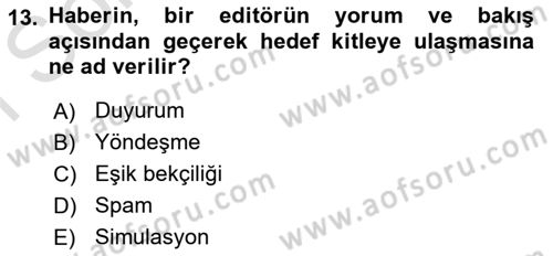 Kurumsal İletişim Dersi 2024 - 2025 Yılı (Final) Dönem Sonu Sınav Soruları 13. Soru