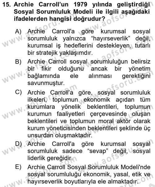 Kurumsal İletişim Dersi 2024 - 2025 Yılı (Final) Dönem Sonu Sınav Soruları 15. Soru