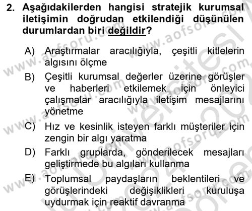 Kurumsal İletişim Dersi 2024 - 2025 Yılı (Final) Dönem Sonu Sınav Soruları 2. Soru