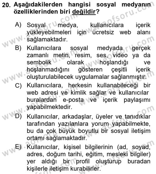 Kurumsal İletişim Dersi 2024 - 2025 Yılı (Final) Dönem Sonu Sınav Soruları 20. Soru