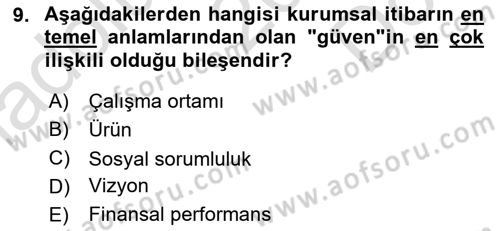 Kurumsal İletişim Dersi 2024 - 2025 Yılı (Final) Dönem Sonu Sınav Soruları 9. Soru