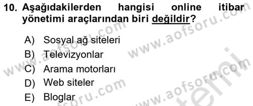 Kurumsal İletişim Dersi 2024 - 2025 Yılı Yaz Okulu Sınav Soruları 10. Soru