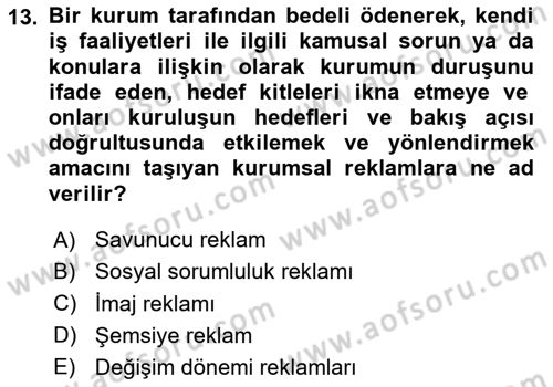 Kurumsal İletişim Dersi 2024 - 2025 Yılı Yaz Okulu Sınav Soruları 13. Soru
