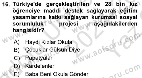 Kurumsal İletişim Dersi 2024 - 2025 Yılı Yaz Okulu Sınav Soruları 16. Soru