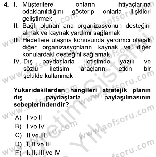 Kurumsal İletişim Dersi 2024 - 2025 Yılı Yaz Okulu Sınav Soruları 4. Soru