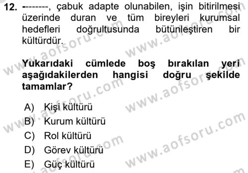 Kurumsal İletişim Dersi 2025 - 2026 Yılı (Vize) Ara Sınav Soruları 12. Soru