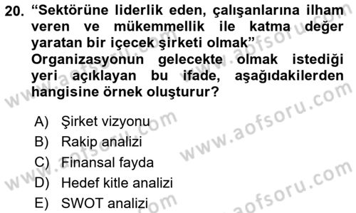 Kurumsal İletişim Dersi 2025 - 2026 Yılı (Vize) Ara Sınav Soruları 20. Soru
