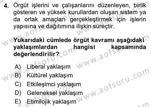 Kurumsal İletişim Dersi 2025 - 2026 Yılı (Vize) Ara Sınav Soruları 4. Soru