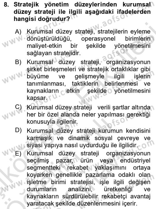 Kurumsal İletişim Dersi 2025 - 2026 Yılı (Vize) Ara Sınav Soruları 8. Soru