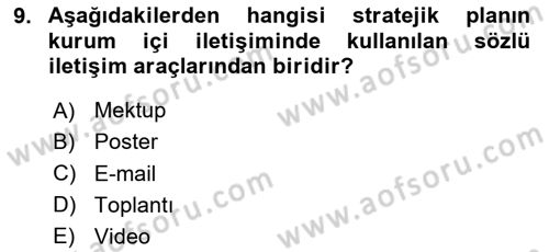 Kurumsal İletişim Dersi 2025 - 2026 Yılı (Vize) Ara Sınav Soruları 9. Soru