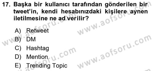 Kurumsal İletişim Dersi 2025 - 2026 Yılı (Final) Dönem Sonu Sınav Soruları 17. Soru