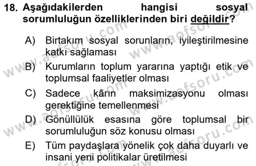 Kurumsal İletişim Dersi 2025 - 2026 Yılı (Final) Dönem Sonu Sınav Soruları 18. Soru