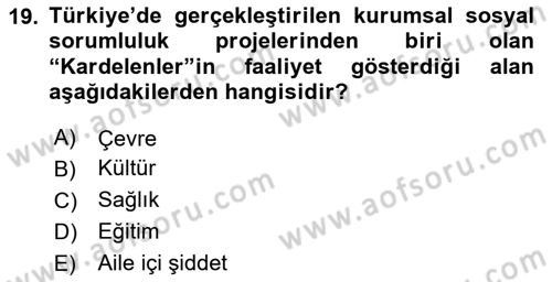Kurumsal İletişim Dersi 2025 - 2026 Yılı (Final) Dönem Sonu Sınav Soruları 19. Soru