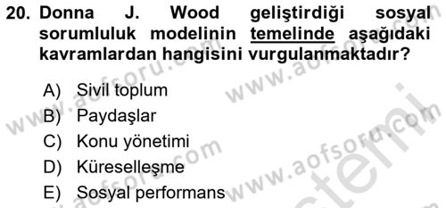 Kurumsal İletişim Dersi 2025 - 2026 Yılı (Final) Dönem Sonu Sınav Soruları 20. Soru