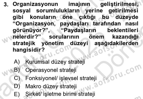 Kurumsal İletişim Dersi 2025 - 2026 Yılı (Final) Dönem Sonu Sınav Soruları 3. Soru
