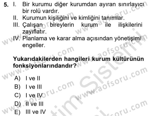 Kurumsal İletişim Dersi 2025 - 2026 Yılı (Final) Dönem Sonu Sınav Soruları 5. Soru