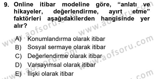 Kurumsal İletişim Dersi 2025 - 2026 Yılı (Final) Dönem Sonu Sınav Soruları 9. Soru