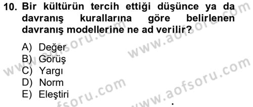 Kültürlerarası İletişim Dersi 2012 - 2013 Yılı (Vize) Ara Sınav Soruları 10. Soru