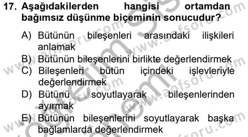 Kültürlerarası İletişim Dersi 2012 - 2013 Yılı (Vize) Ara Sınav Soruları 17. Soru