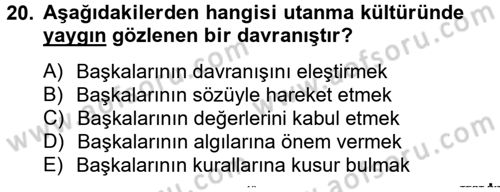Kültürlerarası İletişim Dersi 2012 - 2013 Yılı (Vize) Ara Sınav Soruları 20. Soru