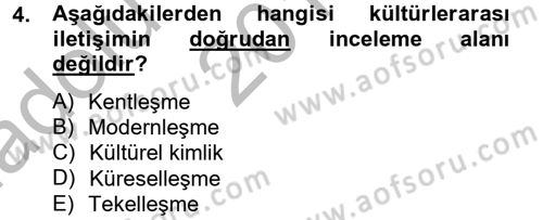 Kültürlerarası İletişim Dersi 2012 - 2013 Yılı (Vize) Ara Sınav Soruları 4. Soru