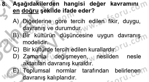 Kültürlerarası İletişim Dersi 2012 - 2013 Yılı (Vize) Ara Sınav Soruları 8. Soru