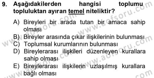 Kültürlerarası İletişim Dersi 2012 - 2013 Yılı (Vize) Ara Sınav Soruları 9. Soru