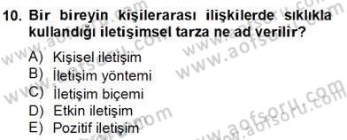 Kültürlerarası İletişim Dersi 2012 - 2013 Yılı (Final) Dönem Sonu Sınav Soruları 10. Soru