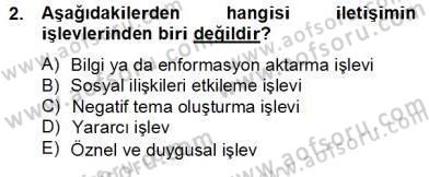 Kültürlerarası İletişim Dersi 2012 - 2013 Yılı (Final) Dönem Sonu Sınav Soruları 2. Soru