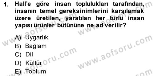 Kültürlerarası İletişim Dersi 2013 - 2014 Yılı (Vize) Ara Sınav Soruları 1. Soru
