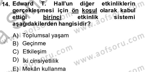 Kültürlerarası İletişim Dersi 2013 - 2014 Yılı (Vize) Ara Sınav Soruları 14. Soru