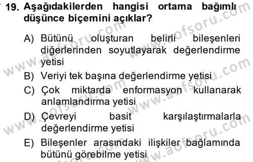 Kültürlerarası İletişim Dersi 2013 - 2014 Yılı (Vize) Ara Sınav Soruları 19. Soru
