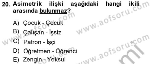 Kültürlerarası İletişim Dersi 2013 - 2014 Yılı (Vize) Ara Sınav Soruları 20. Soru